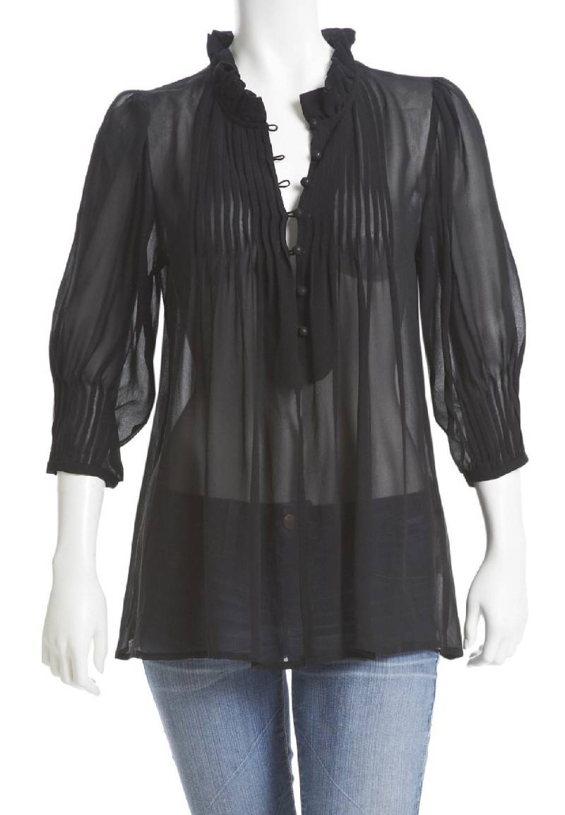 100% Seide Chiffon Bluse - Schwarz von everjune