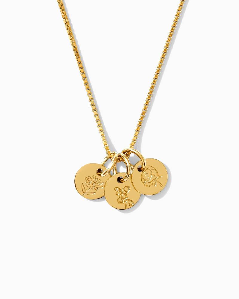 Geburtsblumen Charm Halskette, .925 Sterling Silber, 14K Gold Filled von everlymadejewelry