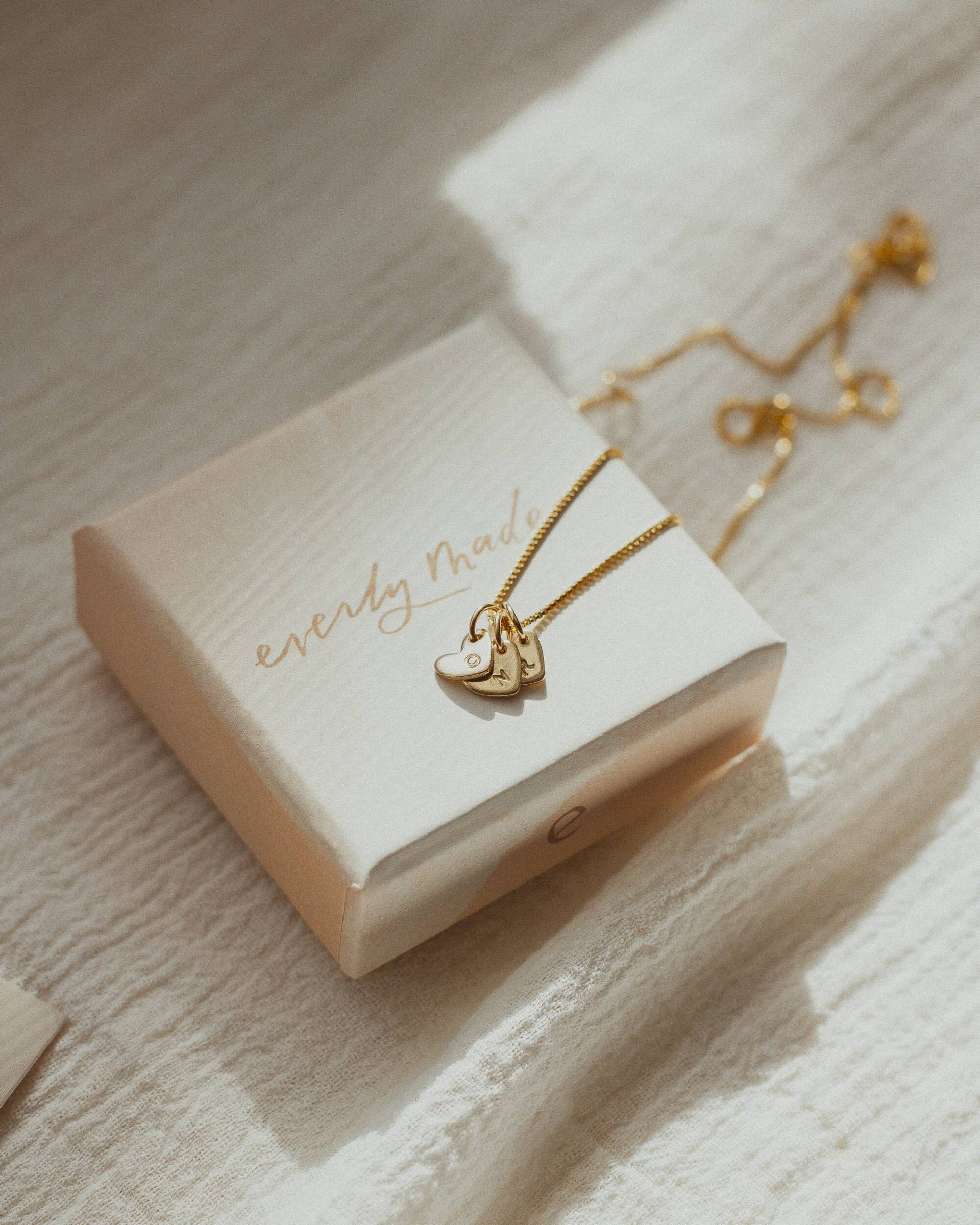 Initialien Herz Halskette, .925 Sterling Silber, 14K Gold Filled, Rosegold Filled von everlymadejewelry