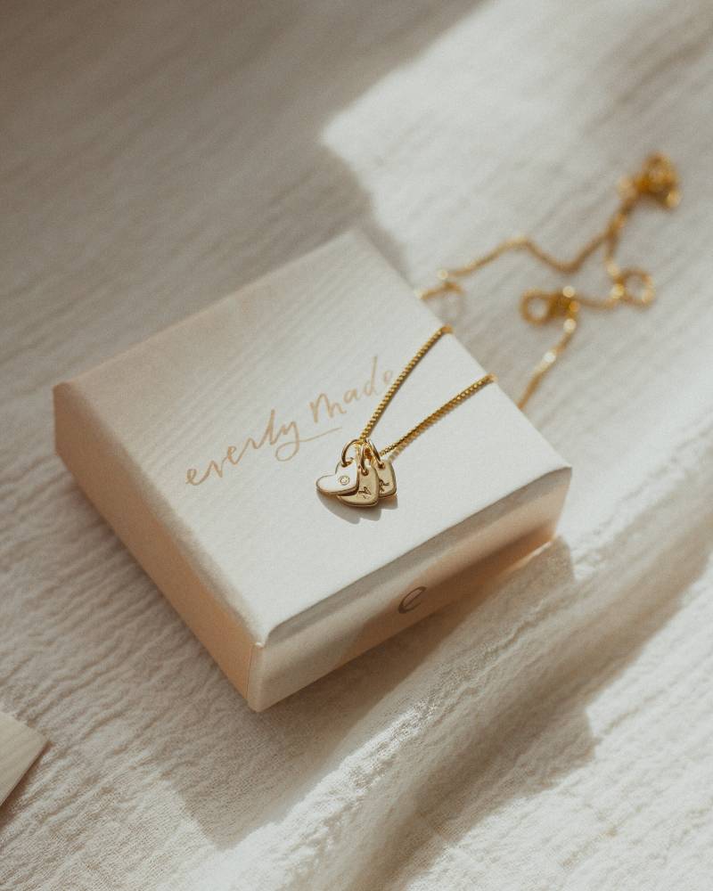 Initialien Herz Halskette, .925 Sterling Silber, 14K Gold Filled, Rosegold Filled von everlymadejewelry