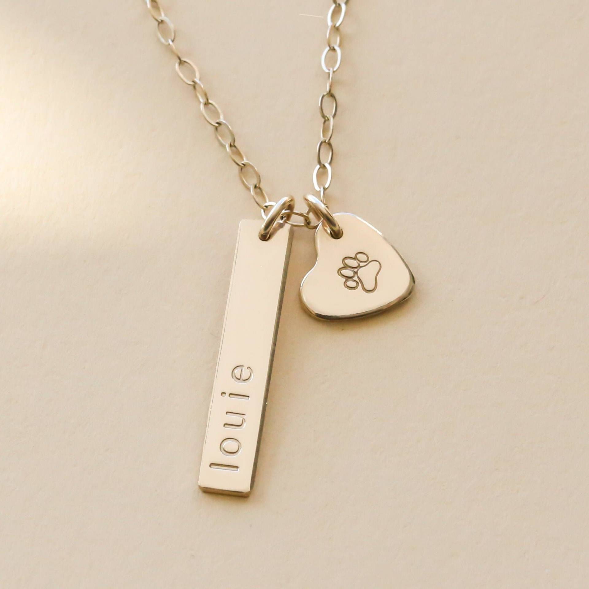 Haustier Erinnerung Halskette, Hund Halskette Personalisiert, Schmuck, Mit Pfötchen Abdruck, Hundepfote von everlymadejewelry