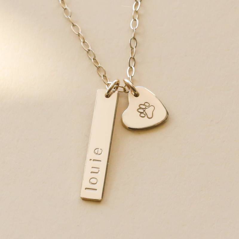 Haustier Erinnerung Halskette, Hund Halskette Personalisiert, Schmuck, Mit Pfötchen Abdruck, Hundepfote von everlymadejewelry