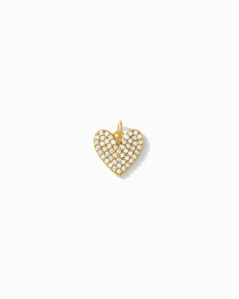 Pave Herz Charm, 10 Mm, Sterling Silber Oder 18K Vergoldet, Anhänger, Cubic Zirconia Gold Anhänger von everlymadejewelry
