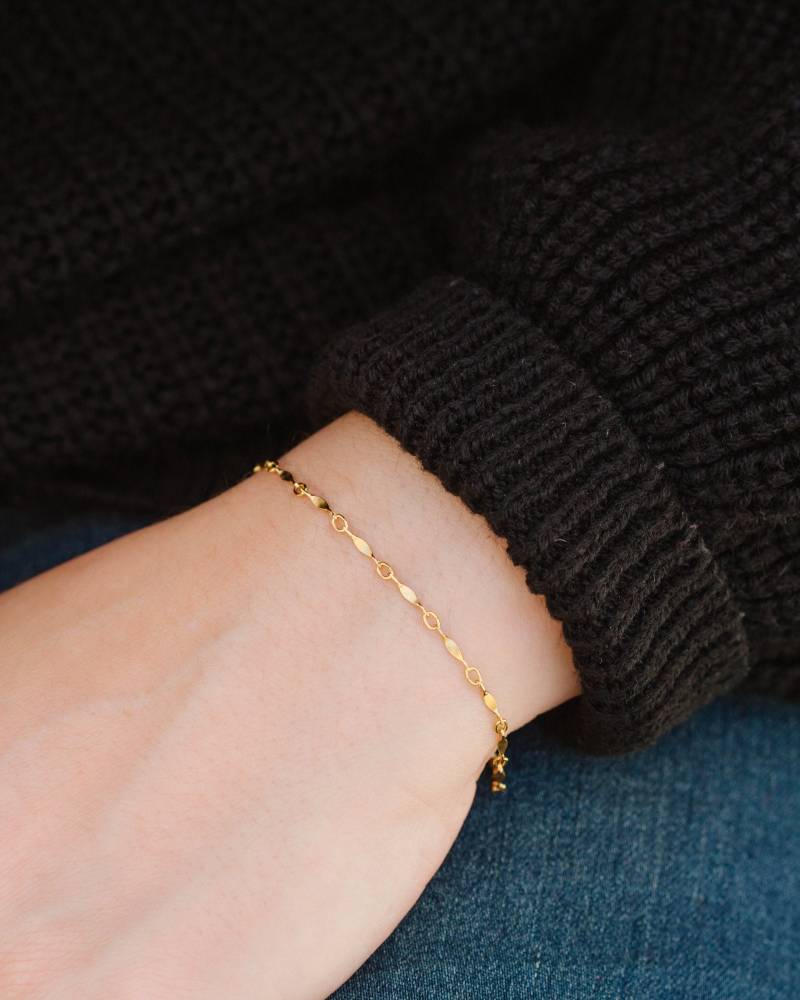 Zierliches Gold Armband, 14K Filled Zarte Goldkette Dünnes Sterling Silber, Rose Gold, Dash von everlymadejewelry
