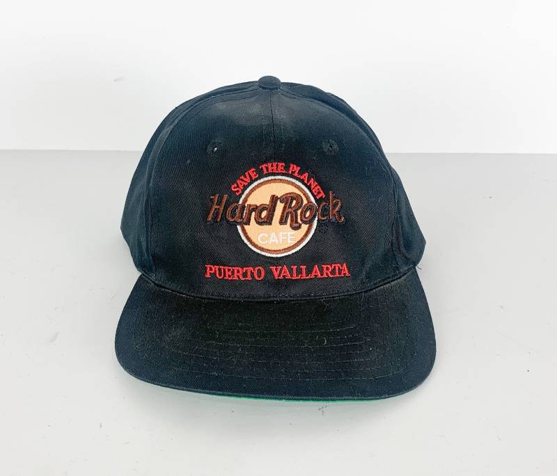 Vintage Save The Planet Hard Rock Cafe Porto Vallarta Schwarze Vintage 90Er Jahre Hut-Baseball-Cap Vintage Save The Planet Hard Rock Cafe Porto Vallarta Schwarze Vintage 90Er Jahre Hut-Baseball-Cap von everyoneinhats