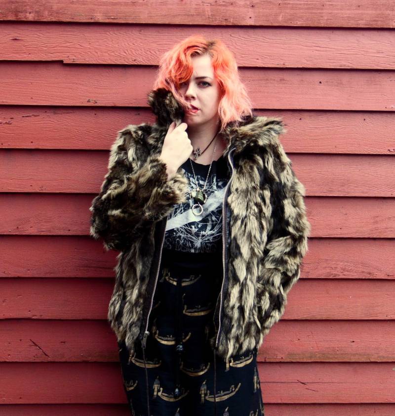 50Er/60Er Waschbär Fell Mantel Reißverschluss Classic Boho Warme Winterjacke M von evileyevintage