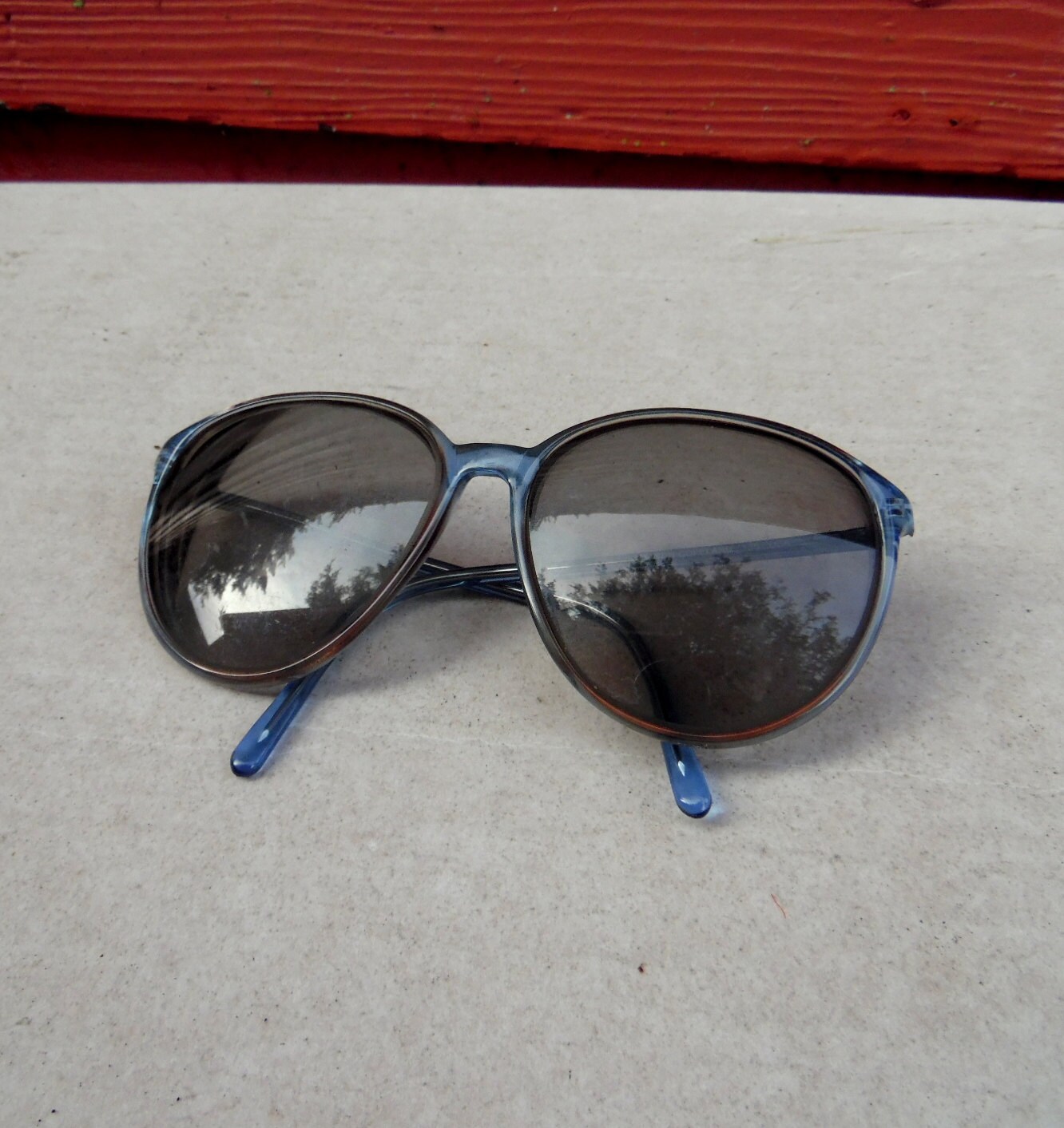 80Er Jahre Martin Copeland Designer Blau Rahmen Rezept Sonnenbrille Big Round Square Eyewear von evileyevintage
