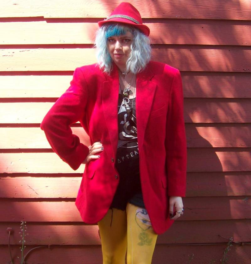 80Er Kirsch Apfelrot Mohair Stafford Blazer Anzug Jacke Unisxex Hip Hop Xl von evileyevintage