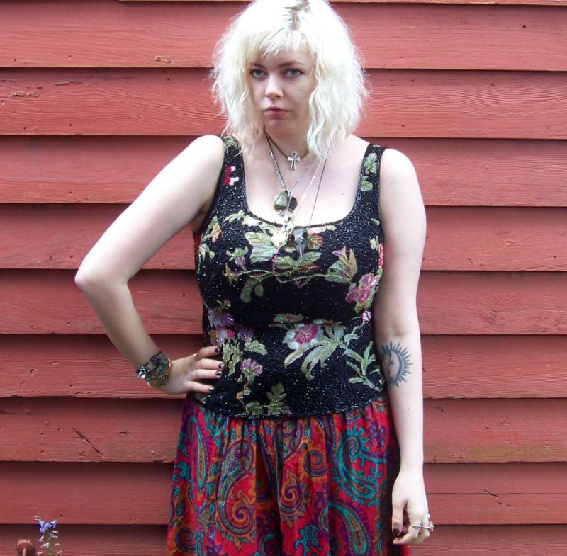 90Er Jahre Weiche Grunge Perlen Blumen Tank M/L von evileyevintage