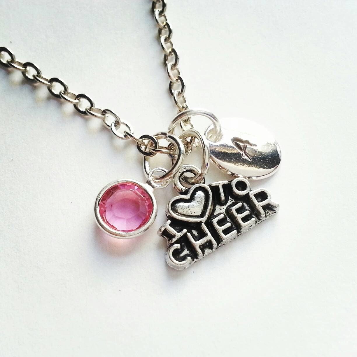 Personalisierte, Silber Ich Liebe Es, Halskette Zu Jubeln, Von Hand Gestempelt Initial, Echte Swarovski Birthstone Custom Länge von evilqueenjewelry