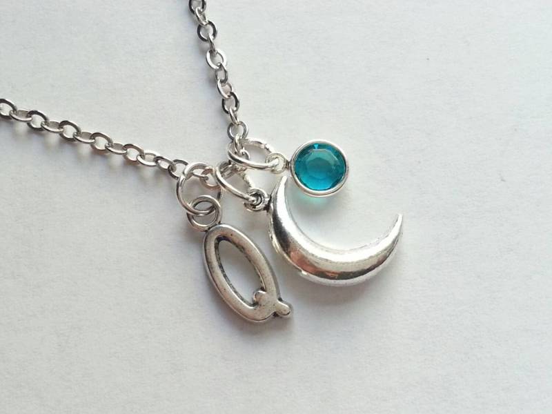 Personalisierte Initial Ekette, Zum Mond Und Zurück. Swarovski Kristall Birthstone von evilqueenjewelry