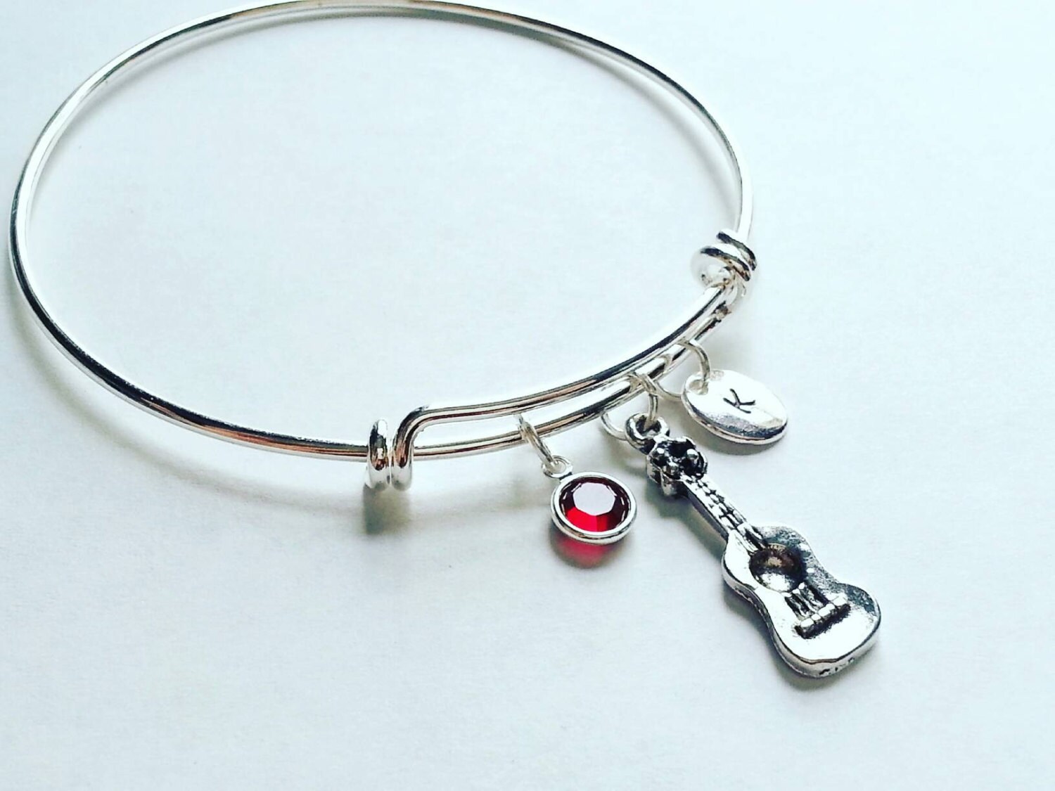 Personalisierte Silber Gitarre Armband, Echte Swarovski Birthstone, Gitarrist, Gitarrist von evilqueenjewelry