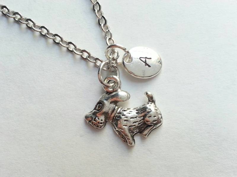 Personalisierte Silber Hund Halskette, Von Hand Gestempelt Initial, Tierliebhaber, Hundeliebhaber, Haustier-Liebhaber, Haustier Erinnerung, Adoption von evilqueenjewelry