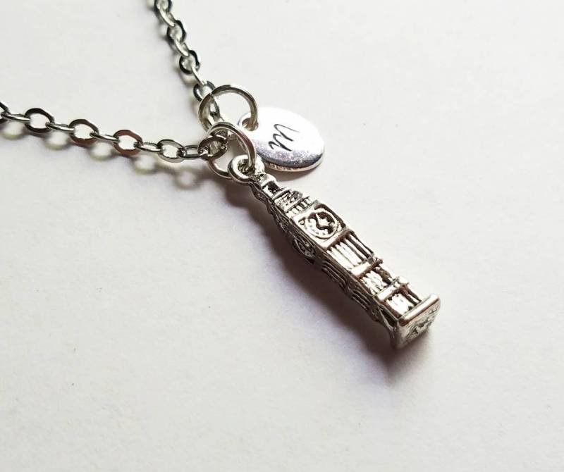 Silber Big Ben Halskette, Personalisiert, Erste Benutzerdefinierte Länge, Fügen Sie Einen Birthstone, London Sherlock, Dr. Who Inspiriert von evilqueenjewelry