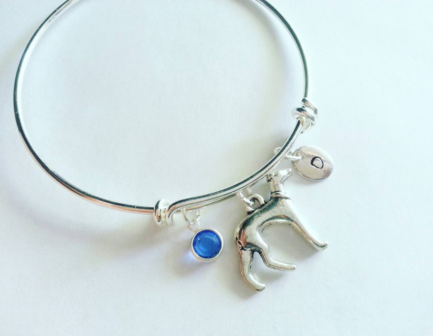 Silber Große Dane Erweiterbare Armband, Von Hand Gestempelt Initial, Echte Swarovski Birthstone Kristall, Personalisierte Schmuck, Charm Armband von evilqueenjewelry