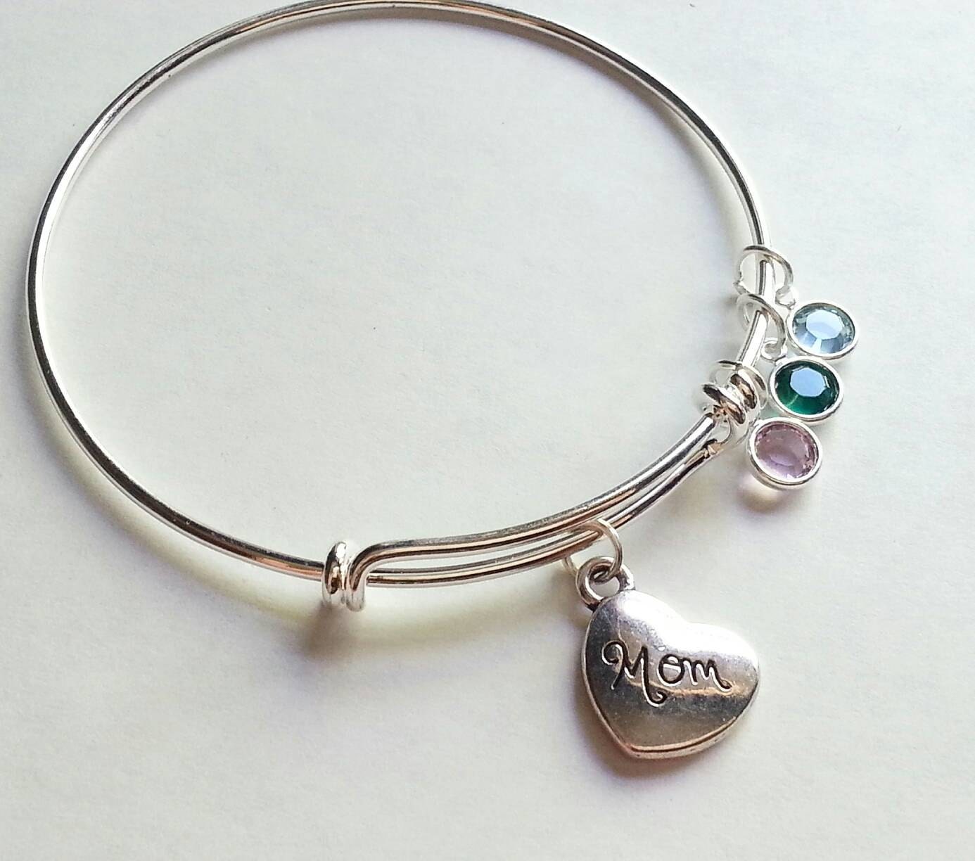 Silber Mama Armband, Verstellbare Armreif, Fügen Sie Einen Birthstone, Echte Swarovski-Kristallen, Muttertag, Geschenk Für von evilqueenjewelry
