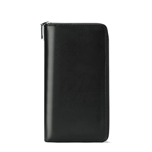 Lange Herren-Geldbörse aus echtem Leder, Kartenhalter, Clutch-Geldbörse, Handytasche, Arbeits-Notizblock-Geldbörse (Farbe: Schwarz, Größe: 21 x 3 x 11 cm) von evimo