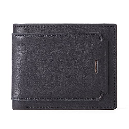 Vintage-Geldbörse aus echtem Leder für Herren, stilvolle, blockierende Bifold-Geldbörsen, Kreditkarteninhaber, schlanke Geldbörse (Farbe: Schwarz, Größe: 10 x 9 cm) von evimo