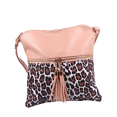 evimo 1 Stück Leoparden-Quastentasche, Damen-Medaillons, Fransentaschen für Damen, Pu, braune Fransentasche für Damen, Leoparden-Korn-Tasche, Aufbewahrungstasche für Damen, One-Shoulder-Aufbewahru von evimo