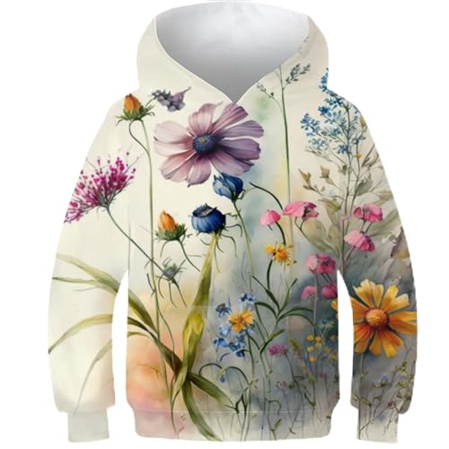 evimo Aquarell Blumen Hoodies Frühling Und Herbst Kapuzenpullover Drucken Kinder Hoodie Casual 3D Sweatshirt Jungen Hoodie Tops 911Y von evimo