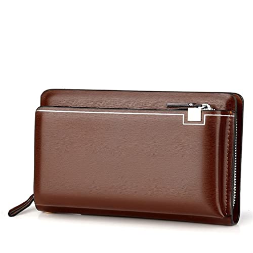 evimo Herren-Clutch, große Kapazität, Herren-Geldbörsen, Handytasche, Multifunktions-Geldbörse für Herren (Farbe: Braun, Größe: 21,5 x 13,5 x 5 cm) von evimo