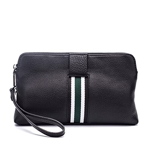 evimo Herrentasche, weiches Leder, Business-Umschlag, Herren-Clutch, handliche Tasche, große Größen, Herren-Handgelenk-Geldbörsen, Sac (Farbe: Schwarz, Größe: 15 x 24 cm) von evimo