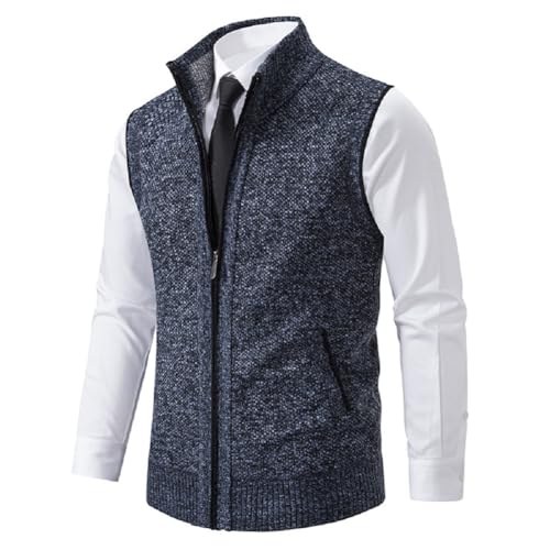evtbtju Men's Fleece Vest Work | Daily | Leisure, Men's Fleece Vest Outdoor Sleevess Jackets Knit Vest with Zipper Pockets (Blue,L) von evtbtju