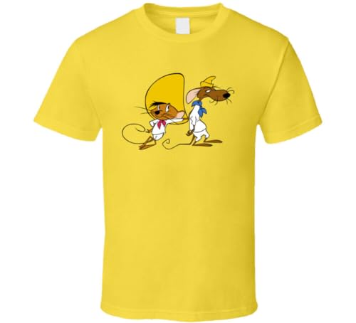 Speedy Gonzalez and Slow Poke Rodriguez Cartoon T Shirt Yellow XXL von ewewerdrERA