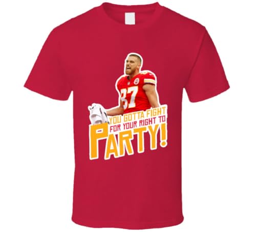 Travis Kelce Fight for Your Right to Party Fan T Shirt red XXL von ewewerdrERA