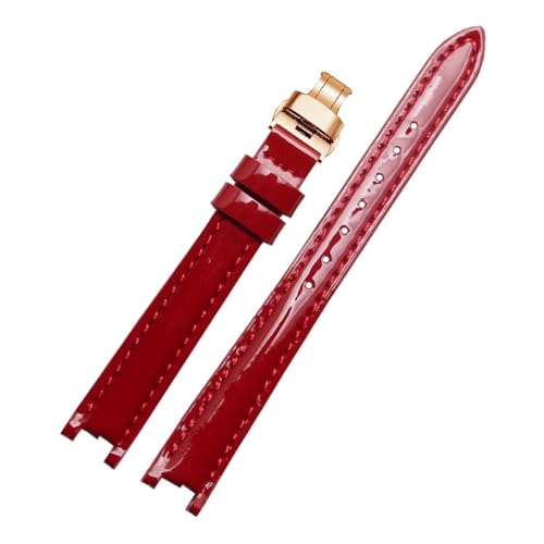 ewgrkba 12 mm (Schnalle 10 mm), kompatibel mit Tissot T094210A Uhrenarmband, hochwertiges Echtleder-Uhrenarmband mit spezieller Schnittstelle(Shiny red RG clasp) von ewgrkba