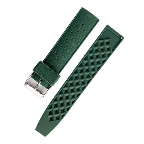 ewgrkba 20mm 22mm Tropical Rubber Strap Quick Release Wasserdicht Tauchen Weiche Silikon Sport Band Männer Ersatz Armband Armband(Green,22mm) von ewgrkba