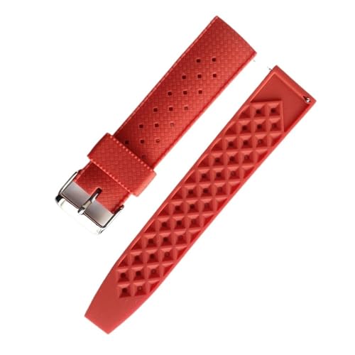 ewgrkba 20mm 22mm Tropical Rubber Strap Quick Release Wasserdicht Tauchen Weiche Silikon Sport Band Männer Ersatz Armband Armband(Red,22mm) von ewgrkba