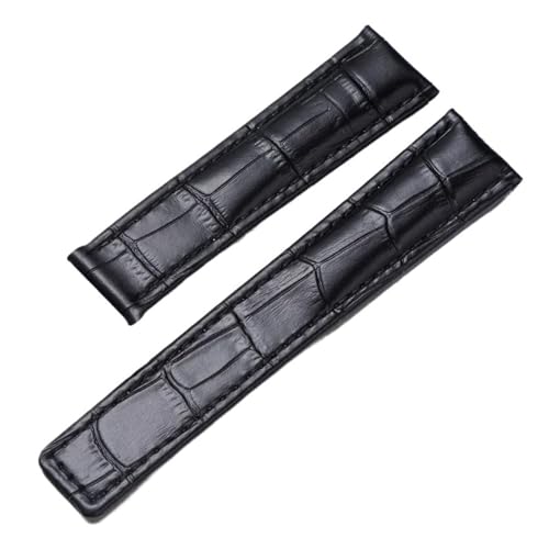 ewgrkba Echtlederarmband kompatibel mit Tag Heuer Uhr Carrera Monaco Uhrengürtel Schwarz Braun Armband Armbanduhr Uhrenarmband(Black-Without buckle,20mm) von ewgrkba