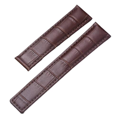 ewgrkba Echtlederarmband kompatibel mit Tag Heuer Uhr Carrera Monaco Uhrengürtel Schwarz Braun Armband Armbanduhr Uhrenarmband(Brown-Without buckle,19mm) von ewgrkba