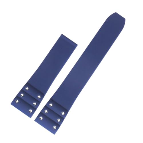 ewgrkba Gummi-Armband kompatibel mit Cartier Santos Uhrenarmband 21 mm Silikonarmband Faltschließe Schwarz Blau Armband(Blue no bcukle) von ewgrkba