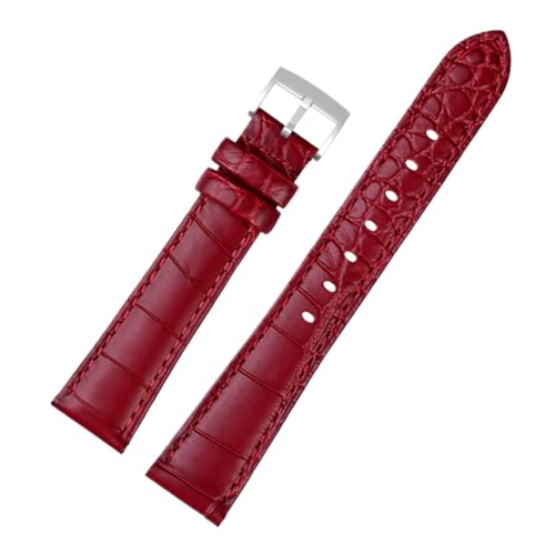 ewgrkba Kompatibel Mit Swarovski 5547642 5452498 5452501 Grün Blau Wasser Geist Frauen Premium Leder Rotes Armband 17MM Watchand Rosa Quick(Red silver) von ewgrkba