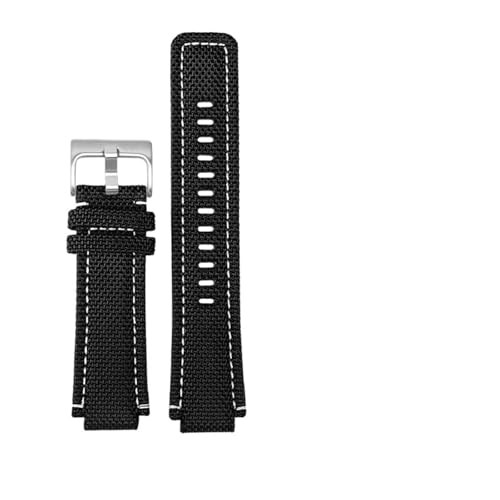 ewgrkba Kompatibel mit Casio G-SHOCK GW-M5610 DW5600 DW5700 DW6900 GA110 GA100 Uhr Nylon-Armband aus Rindsleder, kleines quadratisches Armband, konvexe Öffnung, 16 mm(Black silver) von ewgrkba