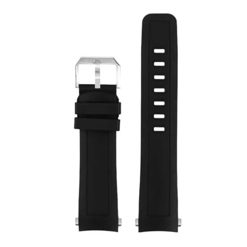 ewgrkba Kompatibel mit IWC AQUATIMER Ocean Timepiece IWC IW356802 376705 376711 Herren-Armband mit Schnellverschluss und gebogenem Ende, Fluorkautschuk-Uhrenarmband(Black silver pin) von ewgrkba