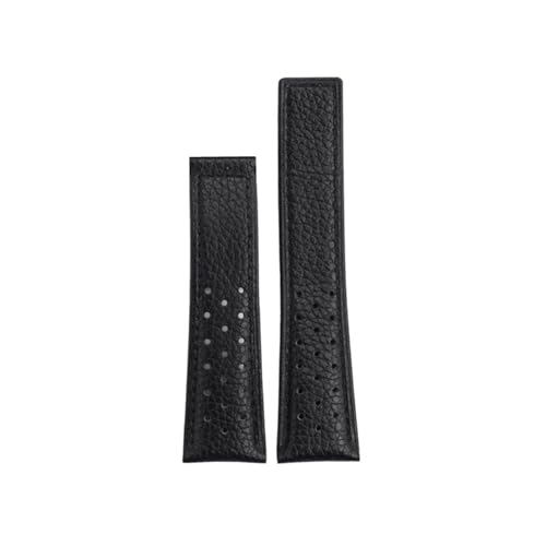 ewgrkba Kompatibel mit TAG Heuer MONACO CARRERA CAW211R/P Echtleder-Armband mit Faltschließe, Rindslederarmband mit Litschi-Print, Herrenarmband(Black-no clasp) von ewgrkba