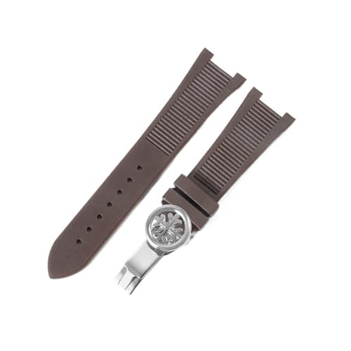ewgrkba Silikonkautschuk-Armband kompatibel mit Patek Philippe Nautilus Serie 5711 5712 5980 Uhrenarmband männlich(A-Brown Silver) von ewgrkba