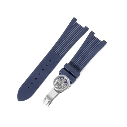 ewgrkba Silikonkautschuk-Armband kompatibel mit Patek Philippe Nautilus Serie 5711 5712 5980 Uhrenarmband männlich(A-Dark Blue Silver) von ewgrkba