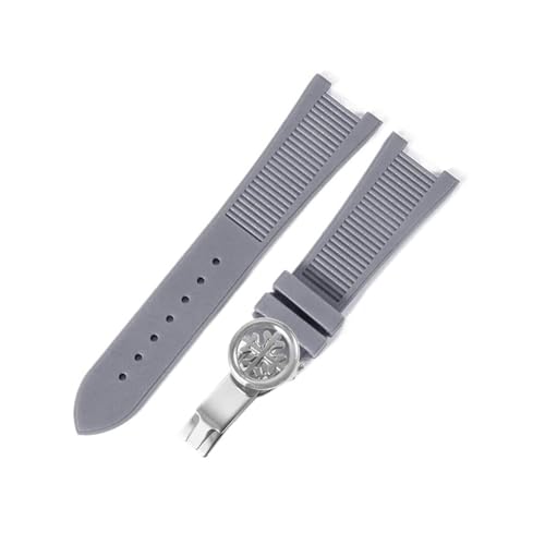 ewgrkba Silikonkautschuk-Armband kompatibel mit Patek Philippe Nautilus Serie 5711 5712 5980 Uhrenarmband männlich(A-grey Silver) von ewgrkba