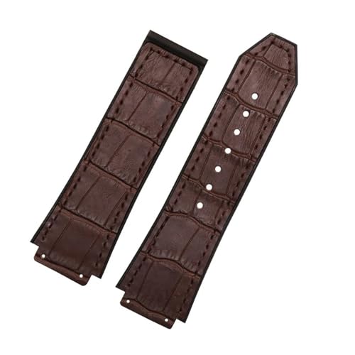 ewgrkba Uhrenarmband kompatibel mit BIG BANG Echtleder 25 mm * 19 mm Herren Uhrenarmband Kette Uhr Gummikette(Brown no buckle) von ewgrkba