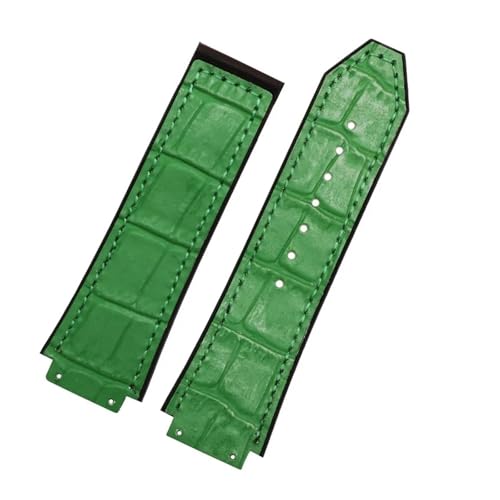 ewgrkba Uhrenarmband kompatibel mit BIG BANG Echtleder 25 mm * 19 mm Herren Uhrenarmband Kette Uhr Gummikette(Green no buckle) von ewgrkba