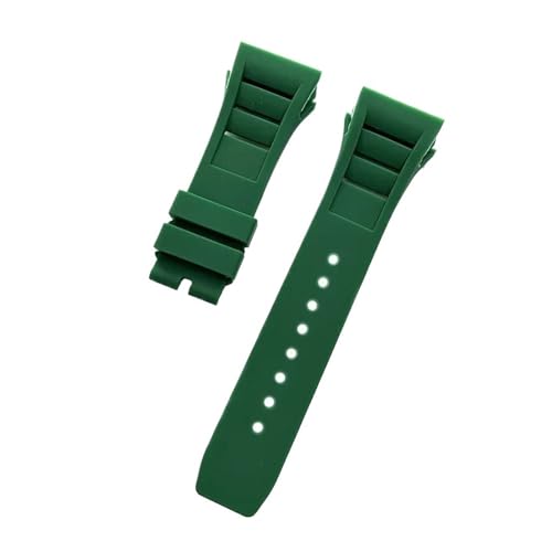 ewgrkba Weiches, buntes 25 mm x 20 mm Naturkautschuk-Armband, kompatibel mit Richard Mille-Uhrenarmband(Green,25mm Black buckle) von ewgrkba