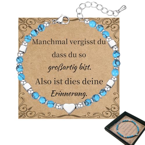 Perlenarmband Damen Natürliches Steine Armband Geschenke für Frauen Mädchen, Einstellbar Edelstahl Hummerschließe, Edelstein Armband Weihnachten Geburtstag Valentinstags Geschenke -Box von exatta