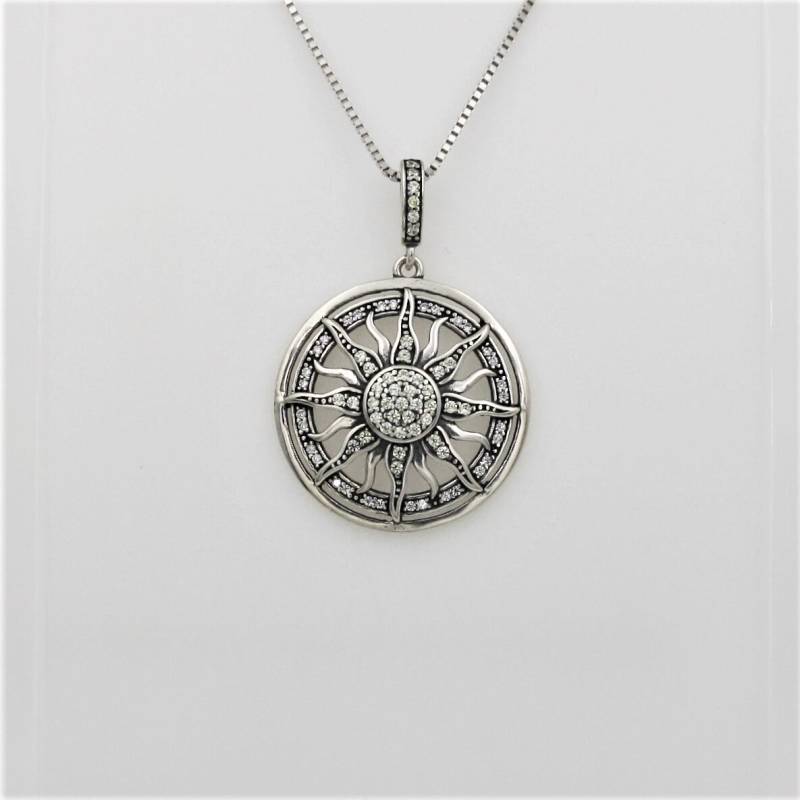 Birthday Gift Silver Sun Pendant With Chain | 925 Sterling Silver, Cubic Zirconia Crystals Free Gift Wrapping von exclusiv242