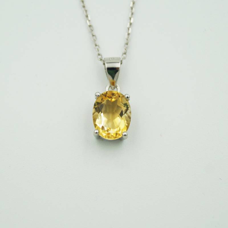 November Birthstone Citrine Solitaire Minimalist Oval, Pendant, Chain Optional Sterling Silver | Free Shipping & Packaging von exclusiv242