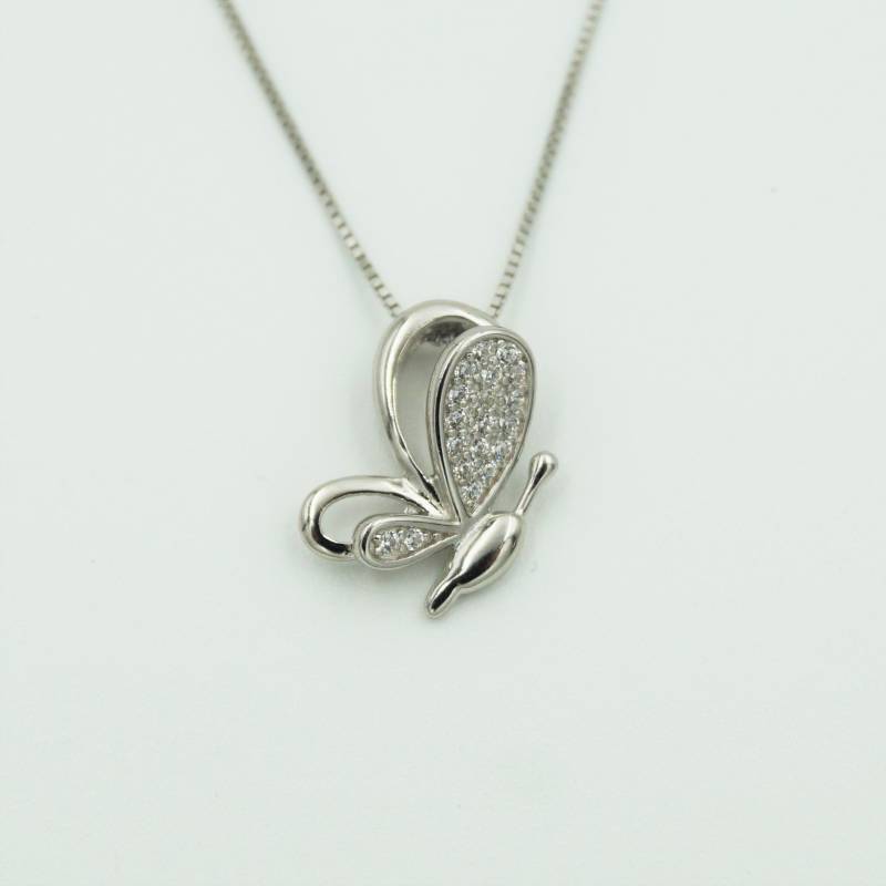 Kleiner Schmetterling | Anhänger Mit Kette Silber925 Zirkon Steine Symbolschmuck Für Veränderung Als Geschenk Verpackt von exclusiv242