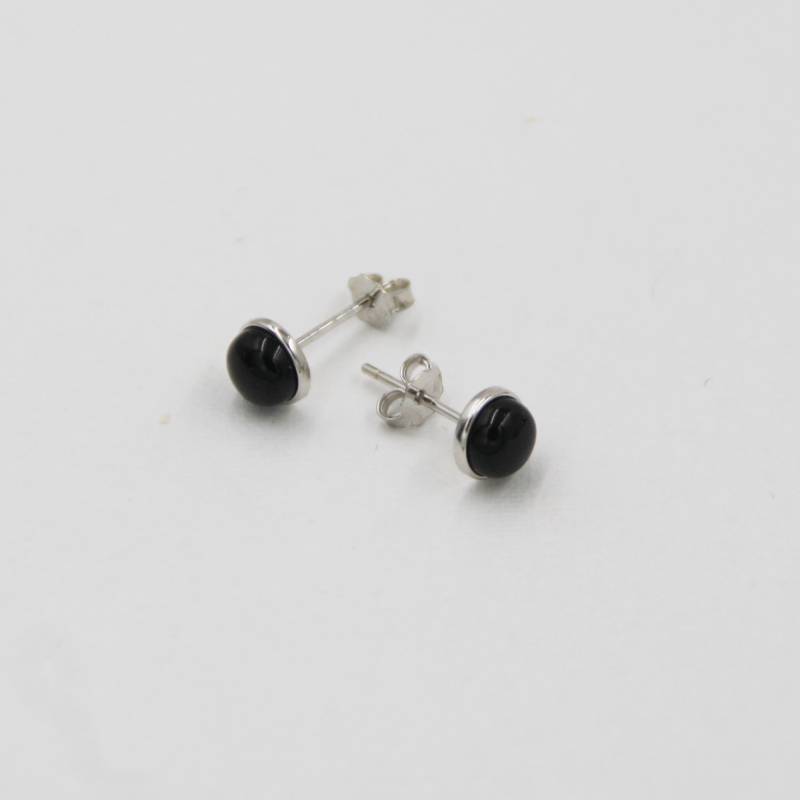 Onyx Edelstein Ohrringe Schwarze Ohrstecker Minimalistisch Rund 5mm in Sterlingsilber925 Geburtstag Geschenk von exclusiv242